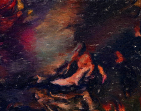 Abstract painting in oil background, splashes of paint on canvas, template for create design textile...