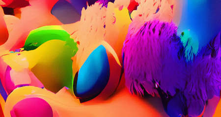 Abstract art interior decor design wall print. Canvas abstract psychedelic crazy modern painting. Drawing digital texture background pattern. Faded colors and vibrant designs. Web banner, poster, cardの写真素材