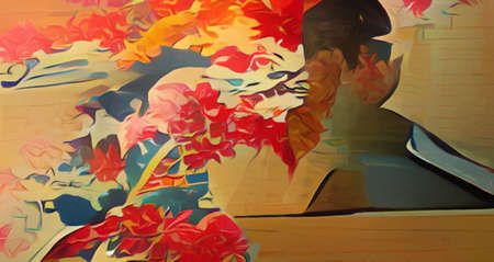 Abstract art painting. Graphic design colorful artwork, bright colors wallpaper, psychedelic contemporary background and pattern. Large size fine art print for canvas, pillow case, postcard, paperの写真素材