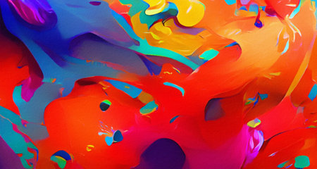 Abstract art painting. Graphic design colorful artwork, bright colors wallpaper, psychedelic contemporary background and pattern. Large size fine art print for canvas, pillow case, postcard, paperの写真素材