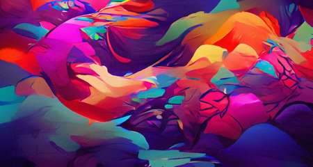 Abstract art painting. Graphic design colorful artwork, bright colors wallpaper, psychedelic contemporary background and pattern. Large size fine art print for canvas, pillow case, postcard, paperの写真素材