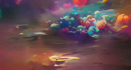 Abstract art painting. Graphic design colorful artwork, bright colors wallpaper, psychedelic contemporary background and pattern. Large size fine art print for canvas, pillow case, postcard, paperの写真素材