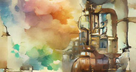 Creative modern painting colorful abstraction, fashion design pattern background, creative texture wallpaper, fantasy style contemporary wall art print, print production design artworkの写真素材