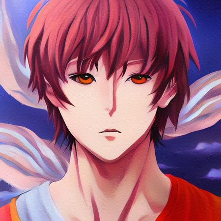beautiful anime boy. oil painting