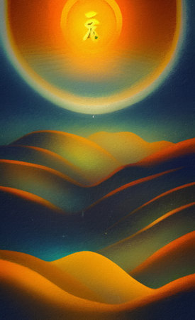 Digital drawing surreal landscape illustrationの写真素材