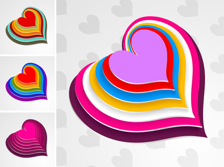 colorful layered heartのイラスト素材