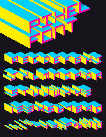 3d  pixel alphabetのイラスト素材