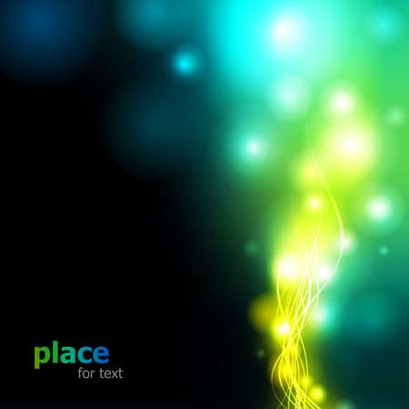  Background. Bright yellow and green Lights on blackのイラスト素材