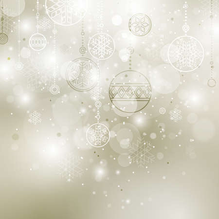 shining christmas background with baubles and snowflakesのイラスト素材