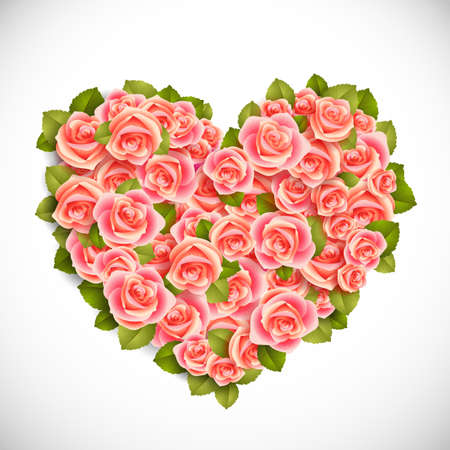 heart of pink roses on white backgroundのイラスト素材