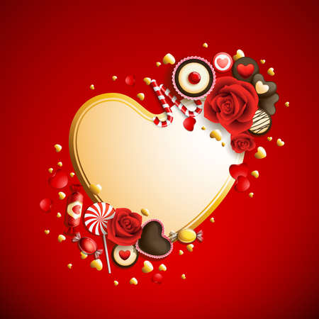 beautiful red and golden valentine`s day backgroundのイラスト素材