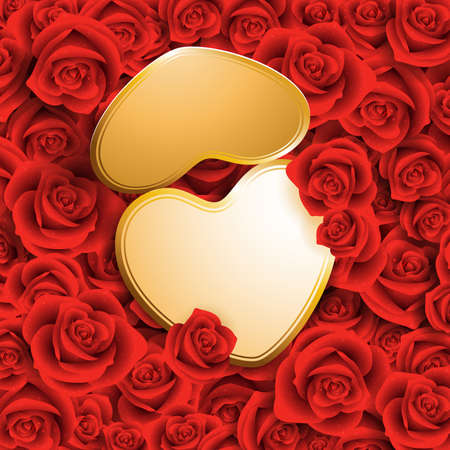 heart shaped card with place for text on red rosesのイラスト素材