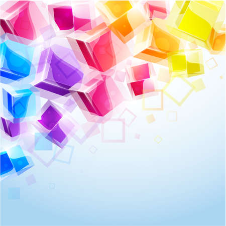 3d bright abstract background with transparent cubes - vector illustrationのイラスト素材