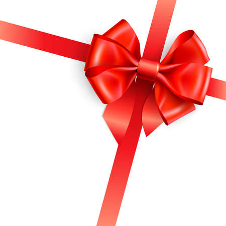 red bow isolated on white. Vector illustrationのイラスト素材