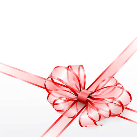 Red transparent bow isolated on white. Vector illustrationのイラスト素材