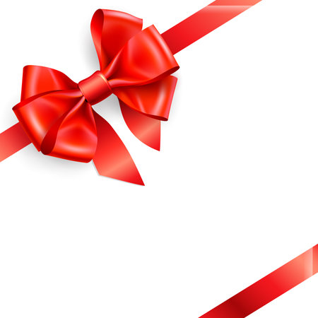 red bow isolated on white. Vector illustrationのイラスト素材