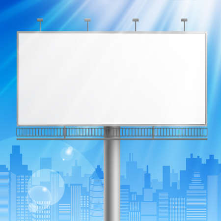 Blank, realistic vector advertising construction on blue sky backgroundのイラスト素材
