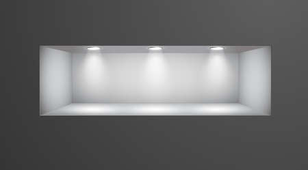 3d Empty shelf for exhibit in the wall. Vector illustration.のイラスト素材