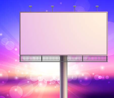 Blank, realistic vector advertising construction on sunset sky backgroundのイラスト素材