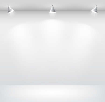 Gallery Interior with empty wall and lightsのイラスト素材