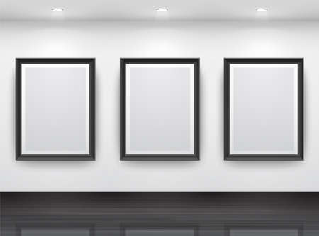 Gallery Interior with empty black frameN? on wallのイラスト素材