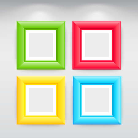 Gallery Interior with empty colorful frames on wallのイラスト素材