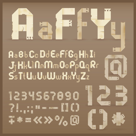 Vintage old paper origami alphabet. のイラスト素材