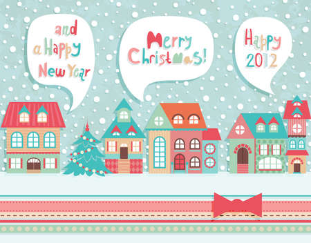 Funny Christmas postcard. Vector illustration.のイラスト素材