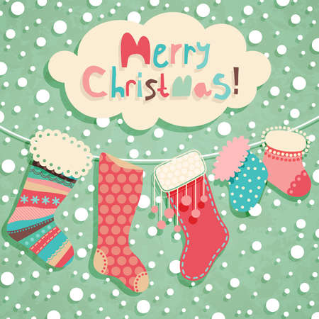 Funny Christmas postcard. Vector illustration.のイラスト素材