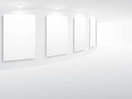 Gallery Interior with empty frames on the wall のイラスト素材