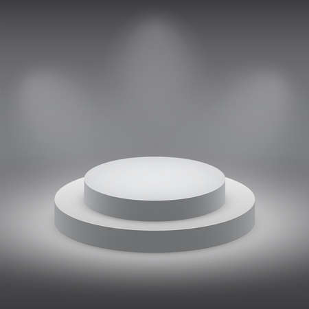 3d isolated Empty white podium on dark background   illustrationのイラスト素材