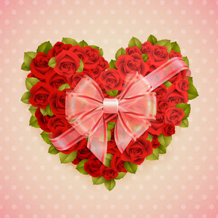 Valentine s Day card with roses heart and place for text のイラスト素材
