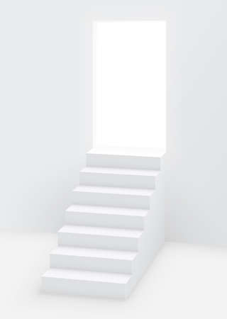 Illustration pour White staircase to open door  Vector illustration  - image libre de droit