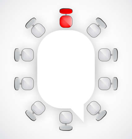 Conference table with chairs around it illustration のイラスト素材
