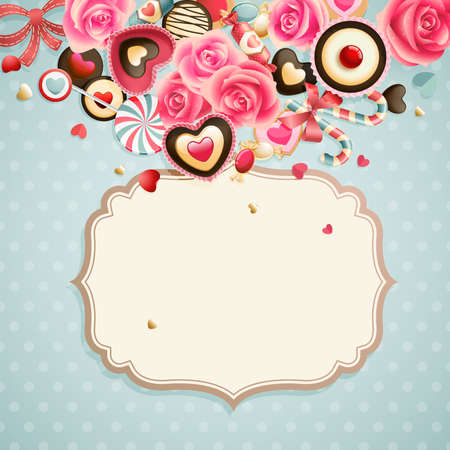 Valentine s Day vintage card with sweets and place for text のイラスト素材