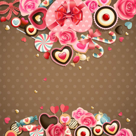 Valentine s Day vintage card with sweets and place for text のイラスト素材