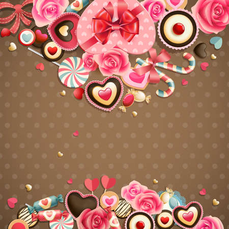 Valentine s Day vintage card with sweets and place for text