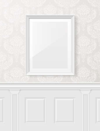 White vintage interior with frame on the wall のイラスト素材