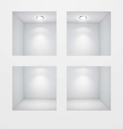 3d Empty shelf for exhibit in the wall   illustration のイラスト素材