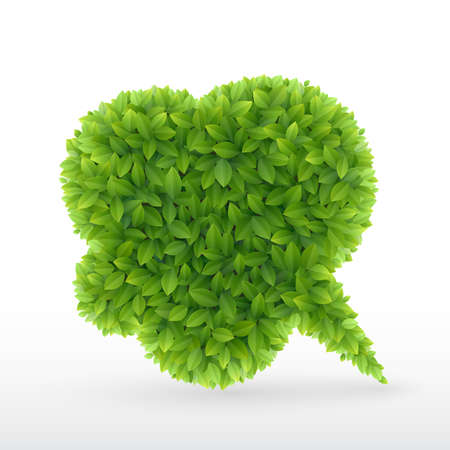 Eco Friendly Bubble for speech, Green leaves   illustration のイラスト素材