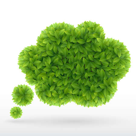 Summer Bubble for speech, Green leaves   illustration のイラスト素材