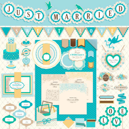 Wedding`s Day scrapbook elements. のイラスト素材