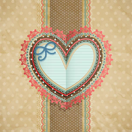 Valentine s Day vintage lacy card with heart and place for text のイラスト素材