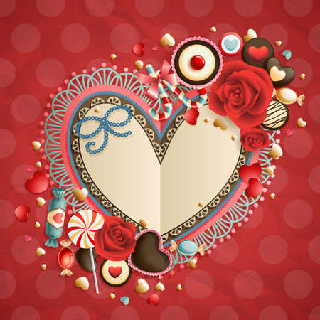 Valentine s Day vintage card with place for text のイラスト素材