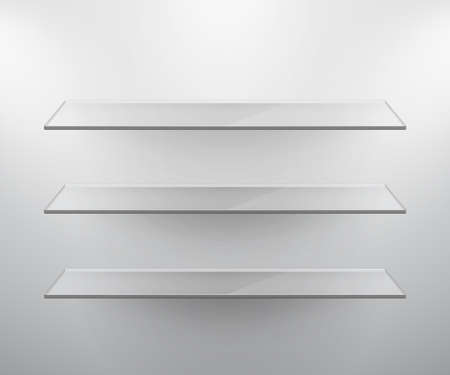 Glass isolated Empty shelves for exhibit. Vector illustration.のイラスト素材