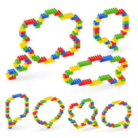 Colorful brick toys bubbles. illustration.のイラスト素材