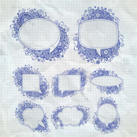  hand drawn floral design bubbles.のイラスト素材