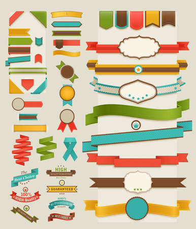 Set of retro ribbons and labels. illustration. Set of retro ribbons and labels. illustration.