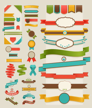 Set of retro ribbons and labels. illustration.のイラスト素材