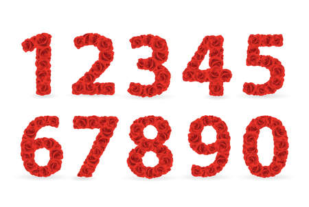 Red Roses numbers. Check my portfolio for roses letters.のイラスト素材